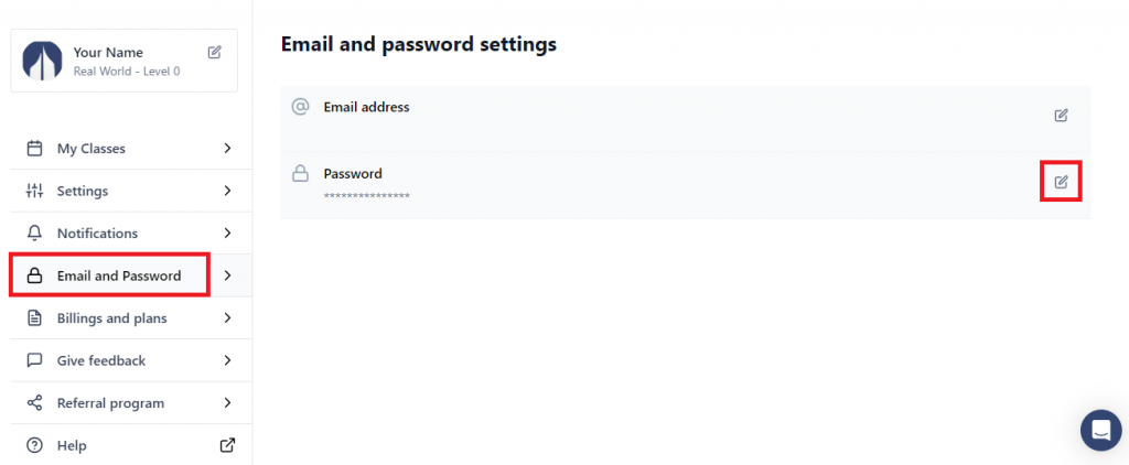 How do I change my Class Central password?