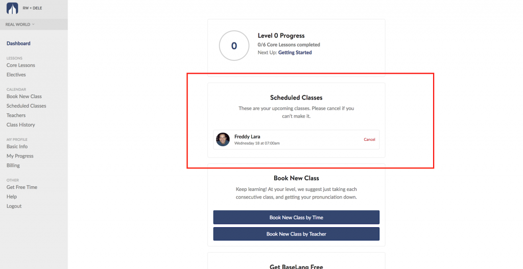 Booked Class Not Showing in My Classes BaseLang Support