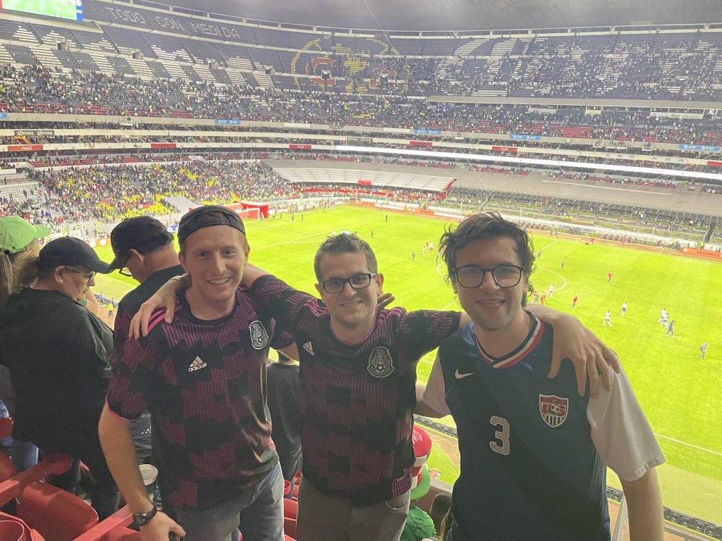 Adam and friends at Mexico's Azteca Stadium